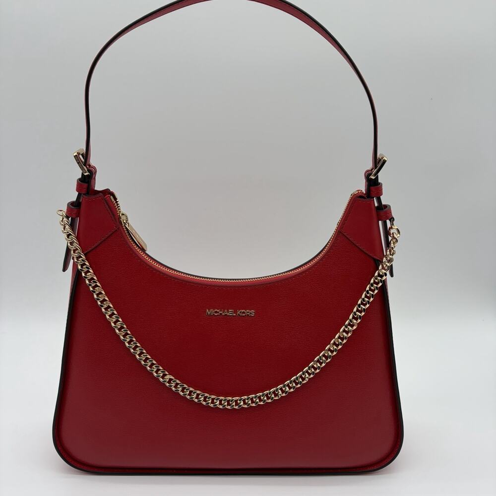 AUTHENTIC Michael Kors Wilma Large Shoulder Bag Bright Red Leather purse NWT